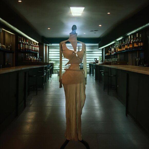 DARKER WAVS RIBBED CUTOUT DRESS - Picture 1 of 4